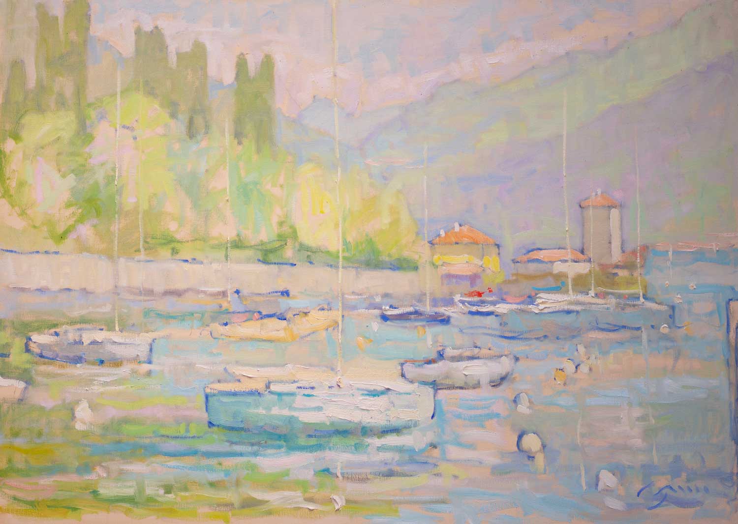 Oil painting of Bellagio, Lake Como, Italy, by Jerry Fresia