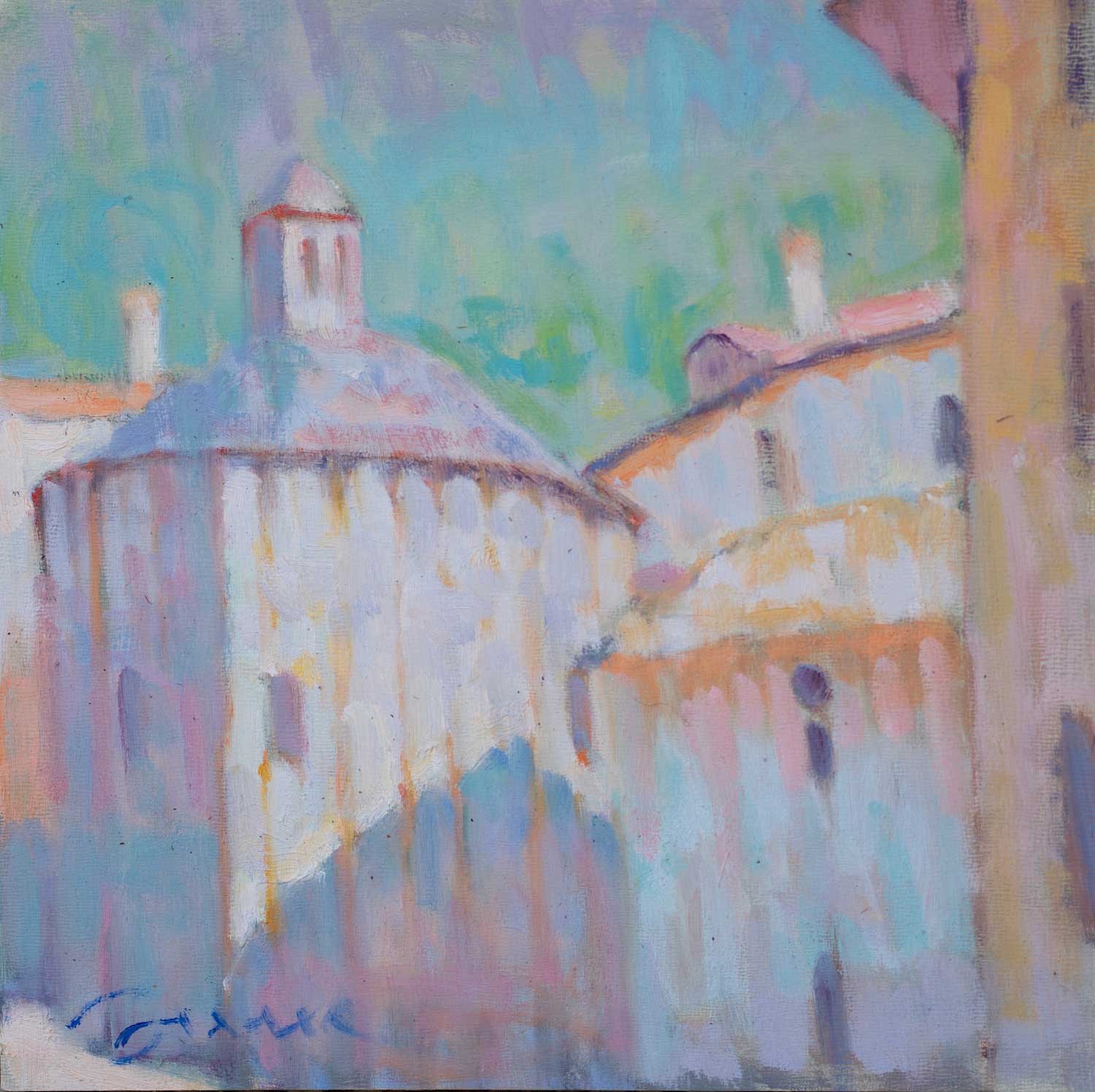 Oil painting of Lenno, Lake Como, Italy, by Jerry Fresia