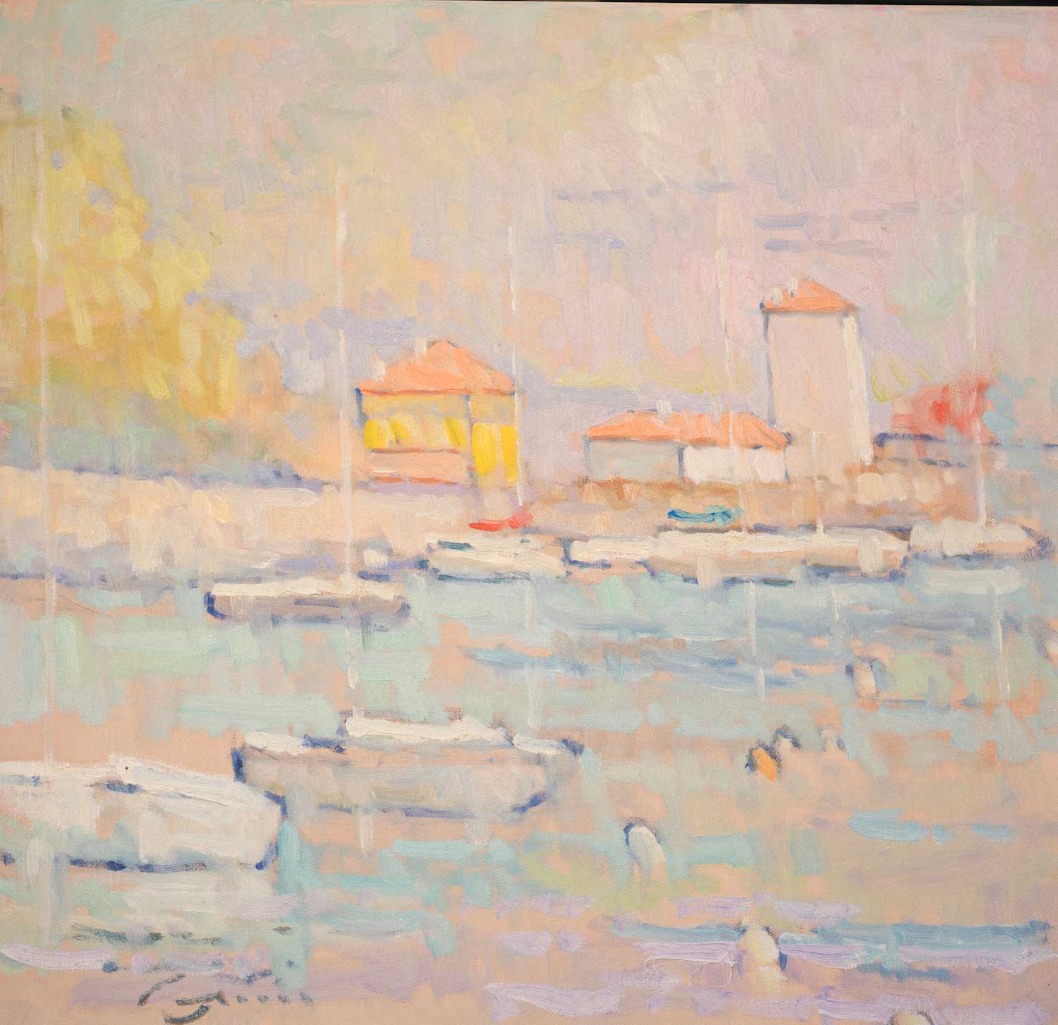 Oil painting of Pescallo on Lake Como, Italy, by Jerry Fresia