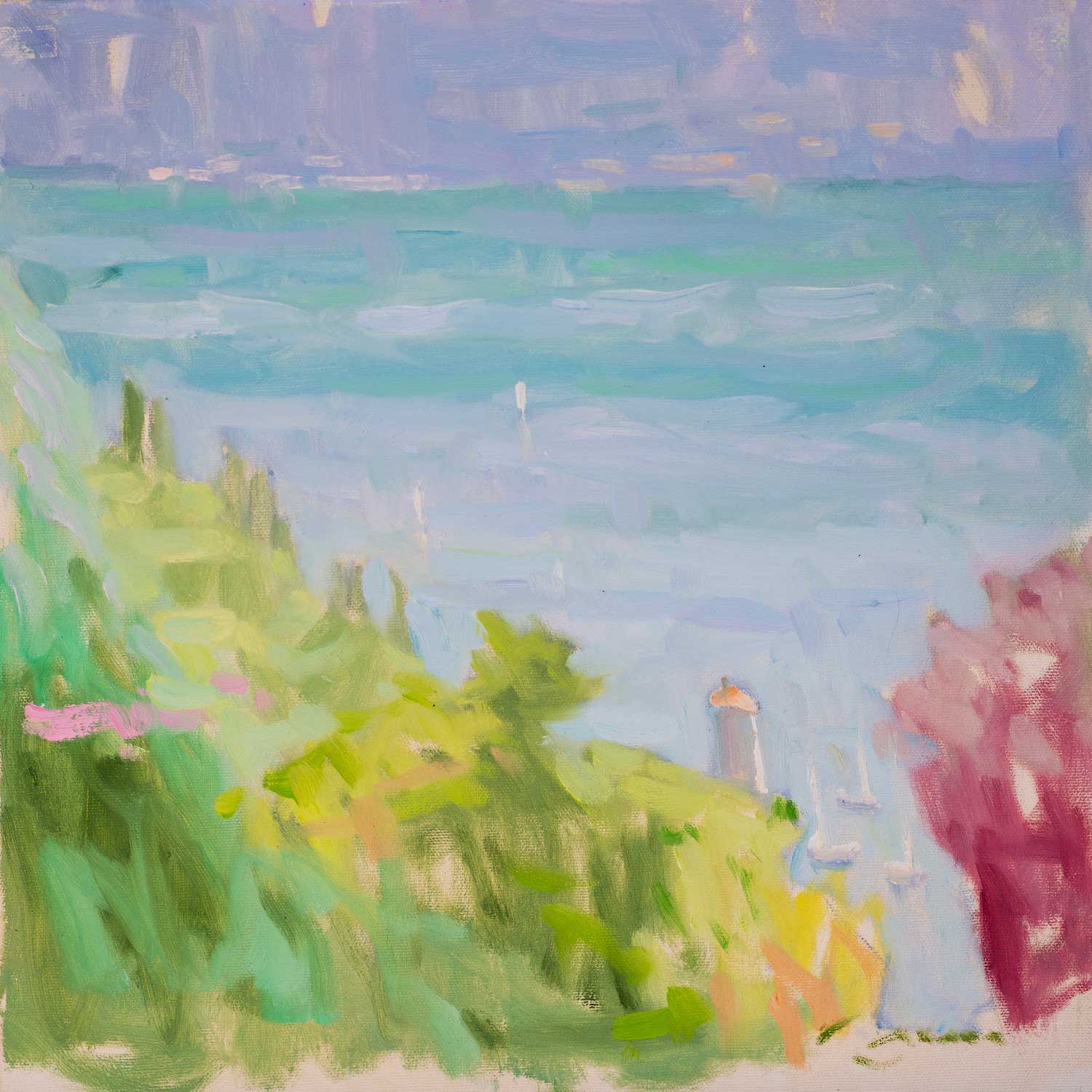 Oil painting of Bellagio, Lake Como, Italy, by Jerry Fresia
